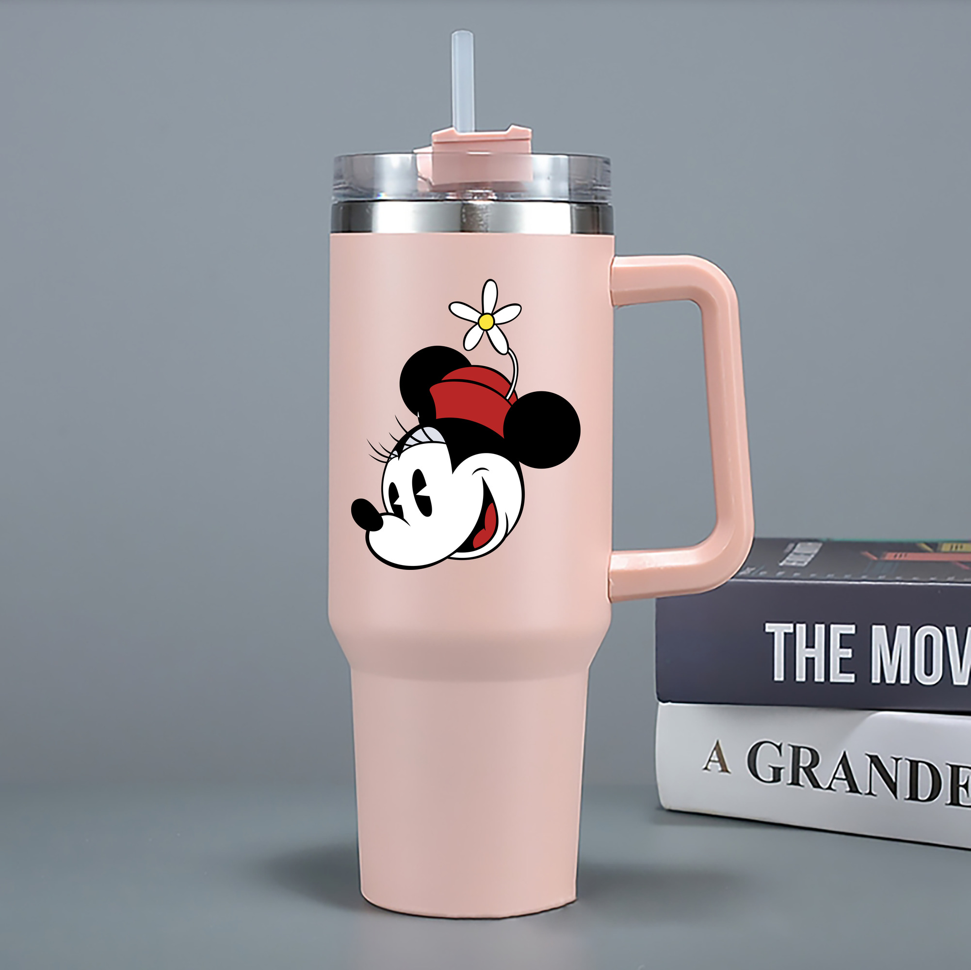 （画像用） ミッキーマウス Mickey Mouse 1200mL車用タンブラー - クリスタルステッカー（プラスチックストロー付き）